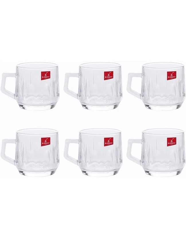 BlinkMax Tea and Nescafe mug set, 6 pieces, pure glass, the famous Blank Mix brand, B108