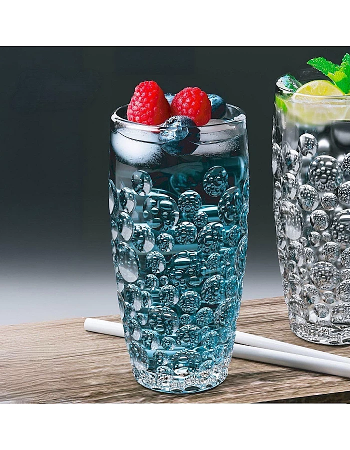 City Glass Candy Mug Set | 6 Pieces Large water bubbles, For juice, cocktail, water, Cappuccino or Nescafe | Clear and Elegant 320 ml (Candy)