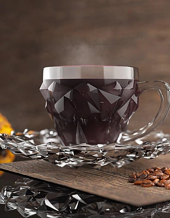 City Glass Rocks Coffee Mug Set | Coffee Mug Set of 6 Mugs + 6 Serving Plates | Decorative Wall Coffee Cup Set Comes with Decorative Serving Plate (Coffee, 110ml)