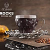 City Glass Rocks Coffee Mug Set | Coffee Mug Set of 6 Mugs + 6 Serving Plates | Decorative Wall Coffee Cup Set Comes with Decorative Serving Plate (Coffee, 110ml)