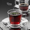 City Glass Turin Coffee Mug Set of 6 Mugs + 6 Serving Plates for Coffee or Espresso Clear Small 90 ml