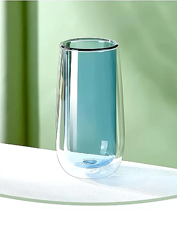 DOUBLE LAYER GLASS CUP - Enjoy the perfect combination of style and functionality with our Double Wall Heat Resistant Glass Mug, designed for hot and cold beverages. (1 cup in color shown)
