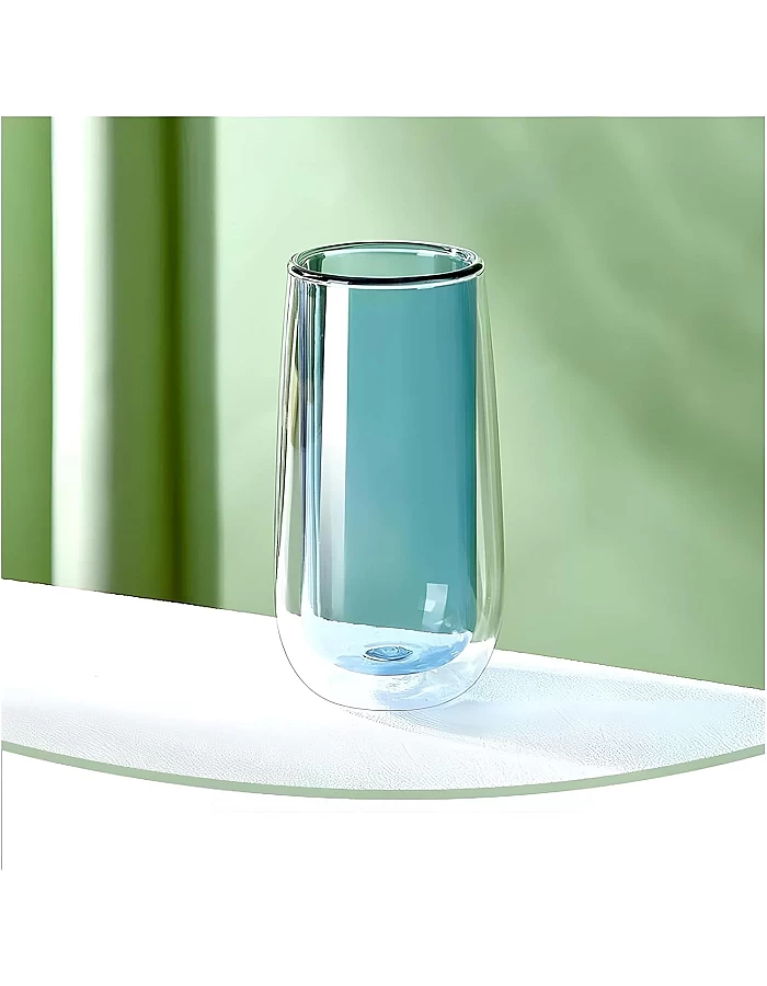 DOUBLE LAYER GLASS CUP - Enjoy the perfect combination of style and functionality with our Double Wall Heat Resistant Glass Mug, designed for hot and cold beverages. (1 cup in color shown)