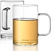 Dorsaer Glass Mugs Set of 2, 16oz Thick Flat Bottom Glass Coffee Mugs, Large Clear Glass Cup with Handle for Beverages, Tea, Cappuccino, Latte, Espresso Coffee, Juice