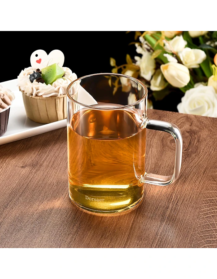 Dorsaer Glass Mugs Set of 2, 16oz Thick Flat Bottom Glass Coffee Mugs, Large Clear Glass Cup with Handle for Beverages, Tea, Cappuccino, Latte, Espresso Coffee, Juice