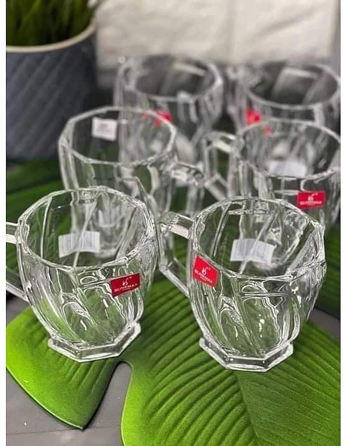 Glass Tea Cup Set Of 6 220Ml Clear Tea Coffee Mugs Espresso Mugs Ktzb125