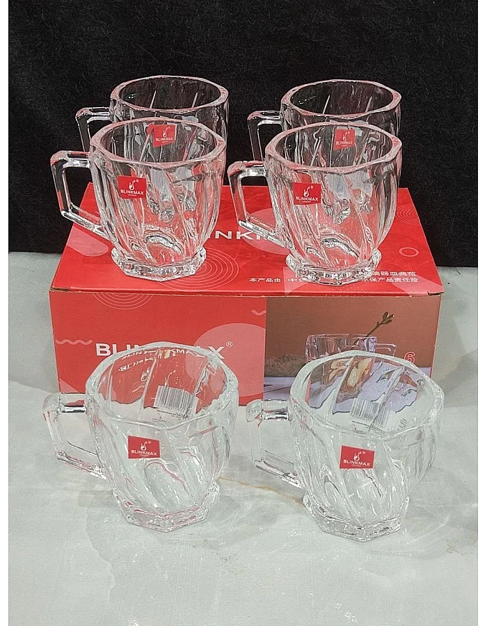 Glass Tea Cup Set Of 6 220Ml Clear Tea Coffee Mugs Espresso Mugs Ktzb125