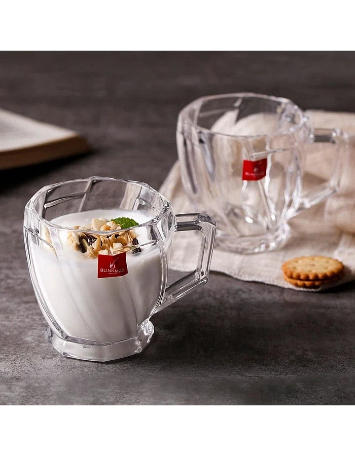 Glass Tea Cup Set Of 6 220Ml Clear Tea Coffee Mugs Espresso Mugs Ktzb125