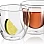 JECOBI Tea Cups - Double Walled Insulated Glass Set of 2, 8 oz, Glass Coffee Cup,Dishwasher. Microwave, freezer with NO RISK.