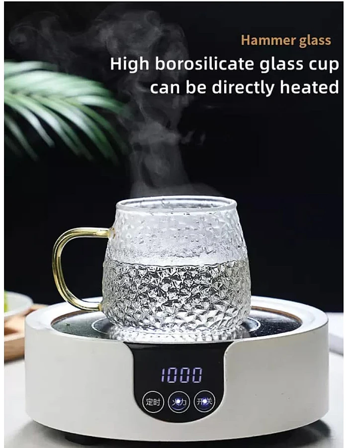 MUAC Glass Tea Coffee Cappuccino Soup Bowl Jumbo Glass Cup Multipurpose Mug with Handle 440ml (Pack of 1)