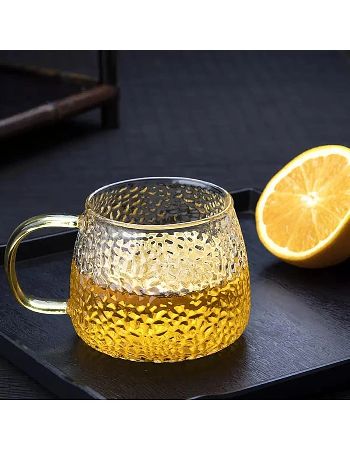 MUAC Glass Tea Coffee Cappuccino Soup Bowl Jumbo Glass Cup Multipurpose Mug with Handle 440ml (Pack of 1)