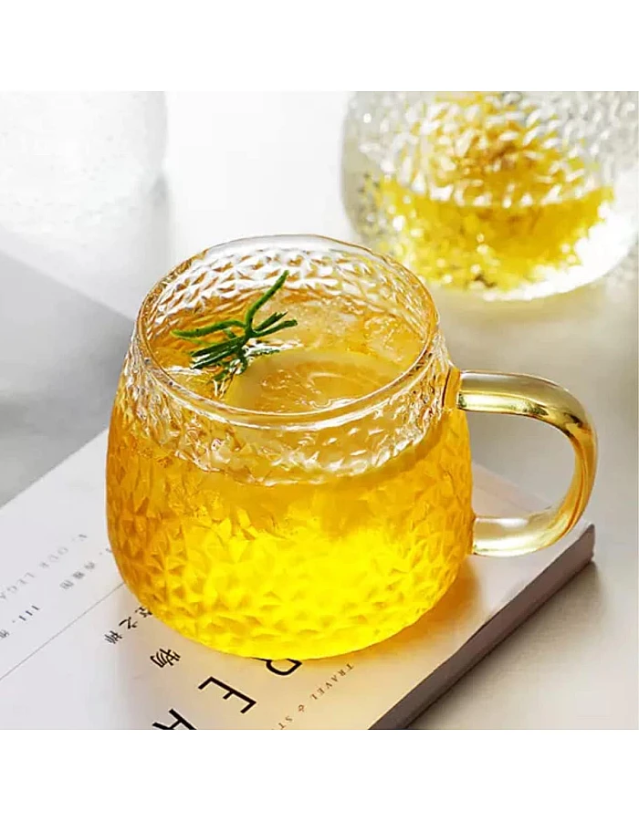 MUAC Glass Tea Coffee Cappuccino Soup Bowl Jumbo Glass Cup Multipurpose Mug with Handle 440ml (Pack of 1)