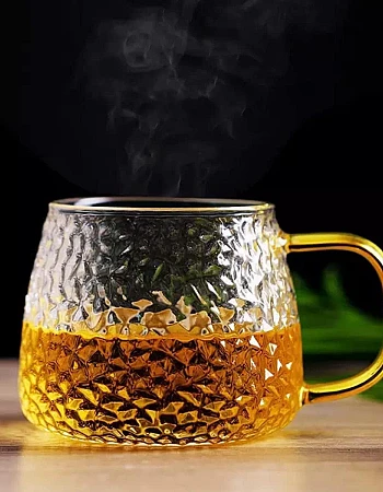 MUAC Glass Tea Coffee Cappuccino Soup Bowl Jumbo Glass Cup Multipurpose Mug with Handle 440ml (Pack of 1)