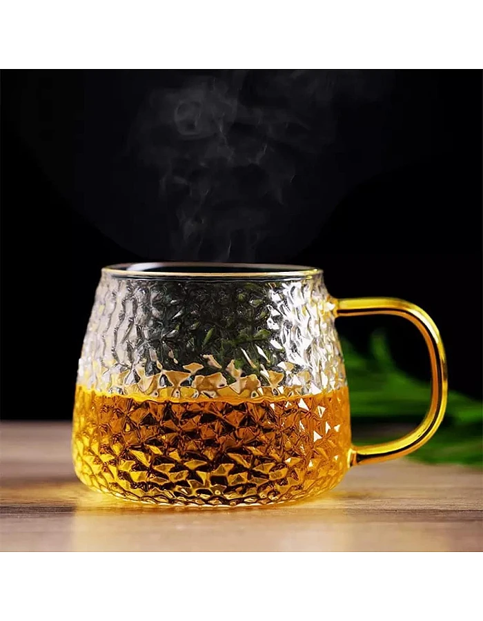 MUAC Glass Tea Coffee Cappuccino Soup Bowl Jumbo Glass Cup Multipurpose Mug with Handle 440ml (Pack of 1)