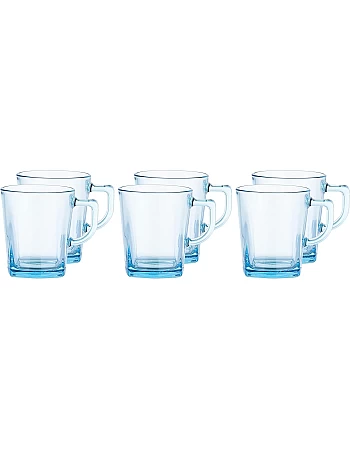 Pasabahce Carre Mug - Turquoise, 270 ml - Set of 6