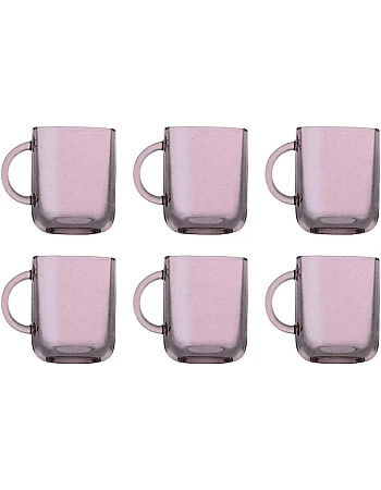 Pasabahce Colored Mug Set of 6 Mug- 245 ml -Suitable For Hot and Cold Drinks-Pink-Turkey Origin