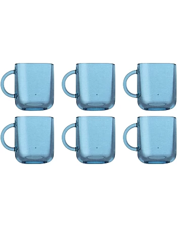 Pasabahce Colored Tea Mug Set of 6 Mug- 245 ml -Suitable For Hot and Cold Drinks-Turquoise-Turkey Origin