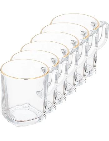 Pasabahce Glass Carre Mug For Home Uses, Restaurants & Hotels, 270ml - Gold