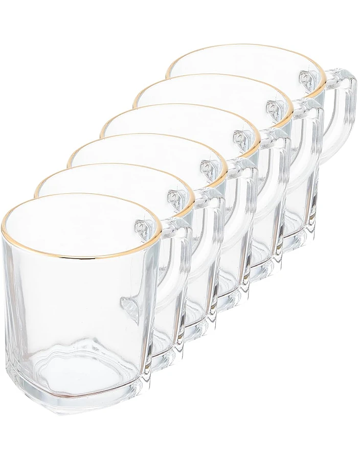 Pasabahce Glass Carre Mug For Home Uses, Restaurants & Hotels, 270ml - Gold