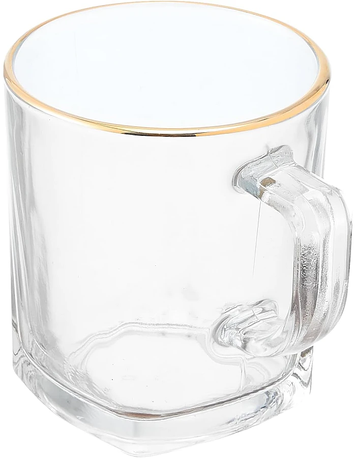 Pasabahce Glass Carre Mug For Home Uses, Restaurants & Hotels, 270ml - Gold