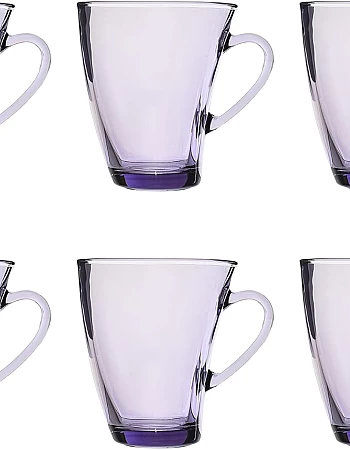 Pasabahce Penguen Glass Mug - Purple, 295 ml - Set of 6