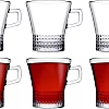 Pasabahce Tea Mug Set Carre -6 Cups- 270 ml -Clear Color-Turkey Origin