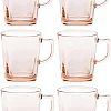 Pasabahce Tea Mug Set Carre -6 Cups- 270 ml -Pink Color-Turkey Origin