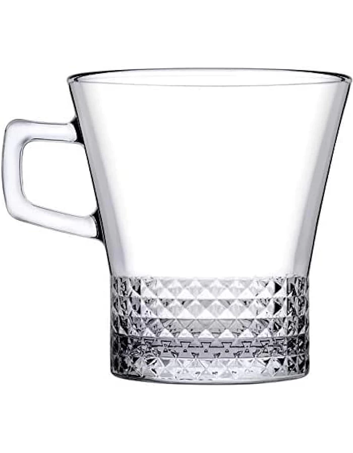 Pasabahce Tea Mug Set Kuvars -6 Cups- 250 ml -Clear Color-Turkey Origin