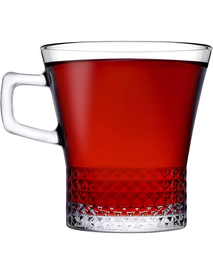 Pasabahce Tea Mug Set Kuvars -6 Cups- 250 ml -Clear Color-Turkey Origin