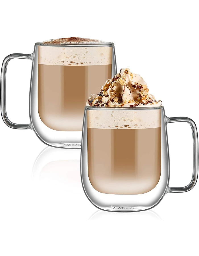cmxing Double Wall Reusable Coffee Glasses Cups Insulated Cups Transparent Thermo Glass Cup Set Coffee Mugs for Espresso Cappuccino Latte(300ml)
