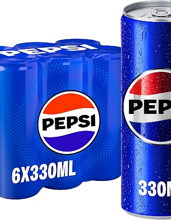 Pepsi, Carbonated Soft Drink, Cans, 330ml Pack Of 6
