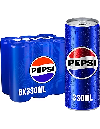 Pepsi, Carbonated Soft Drink, Cans, 330ml Pack Of 6