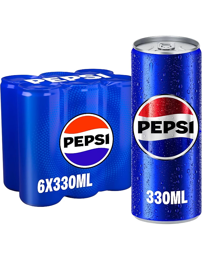 Pepsi, Carbonated Soft Drink, Cans, 330ml Pack Of 6
