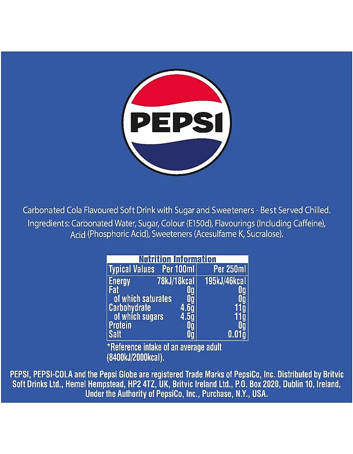Pepsi Regular Cans, 8 x 330ml
