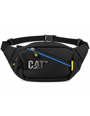 CAT Black Waist Bag with Blue Zip BG-330
