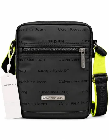 Calvin Klein Black Crossbody Bag with Neon Strap BG4-508