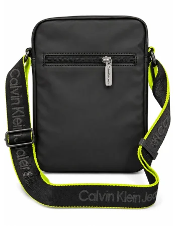 Calvin Klein Black Crossbody Bag with Neon Strap BG4-508