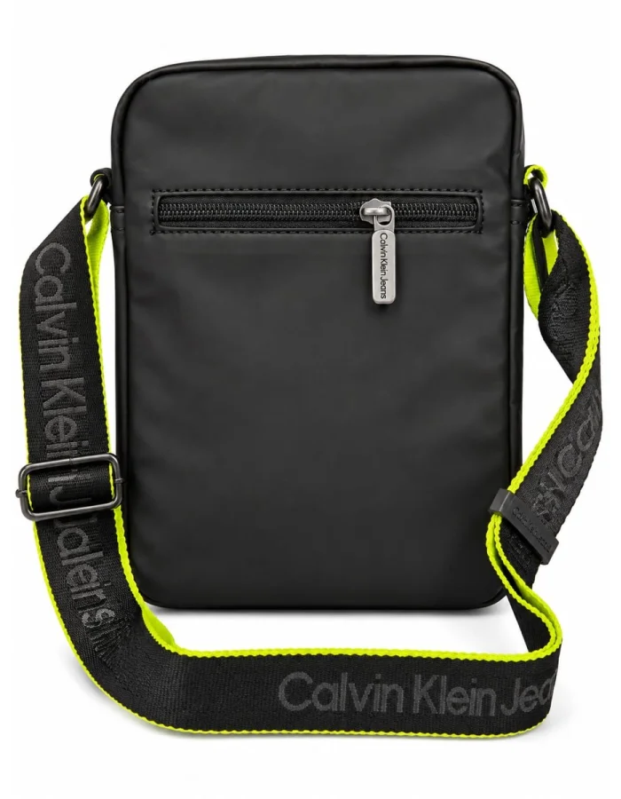 Calvin Klein Black Crossbody Bag with Neon Strap BG4-508