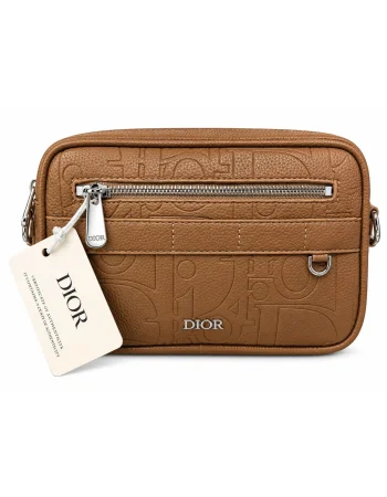 Dior Brown Embossed Hand Bag BG6-156