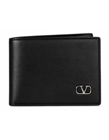 Valentino Black Leather Bifold Wallet V-9818