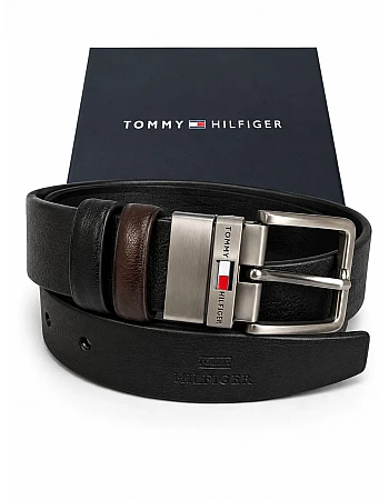 Tommy Hilfiger Men's Reversible Leather Belt, 2‑in‑1 Design for Dress Or Casual Wear