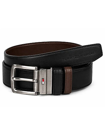 Tommy Hilfiger Men's Reversible Leather Belt, 2‑in‑1 Design for Dress Or Casual Wear