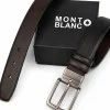 Mont Blanc  Men's Reversible Leather Belt, 2‑in‑1 Design for Dress Or Casual Wear