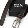 Mont Blanc  Men's Reversible Leather Belt, 2‑in‑1 Design for Dress Or Casual Wear