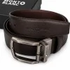 Mont Blanc  Men's Reversible Leather Belt, 2‑in‑1 Design for Dress Or Casual Wear