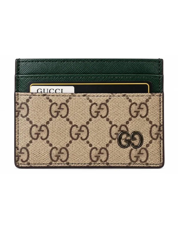 Gucci Beige and Green Card Holder G-0887
