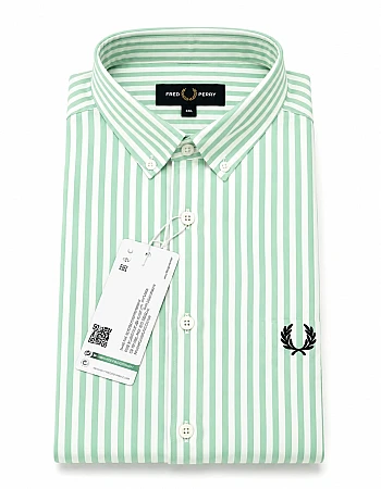 Fred Perry Striped Oxford Shirt – Light Green / White