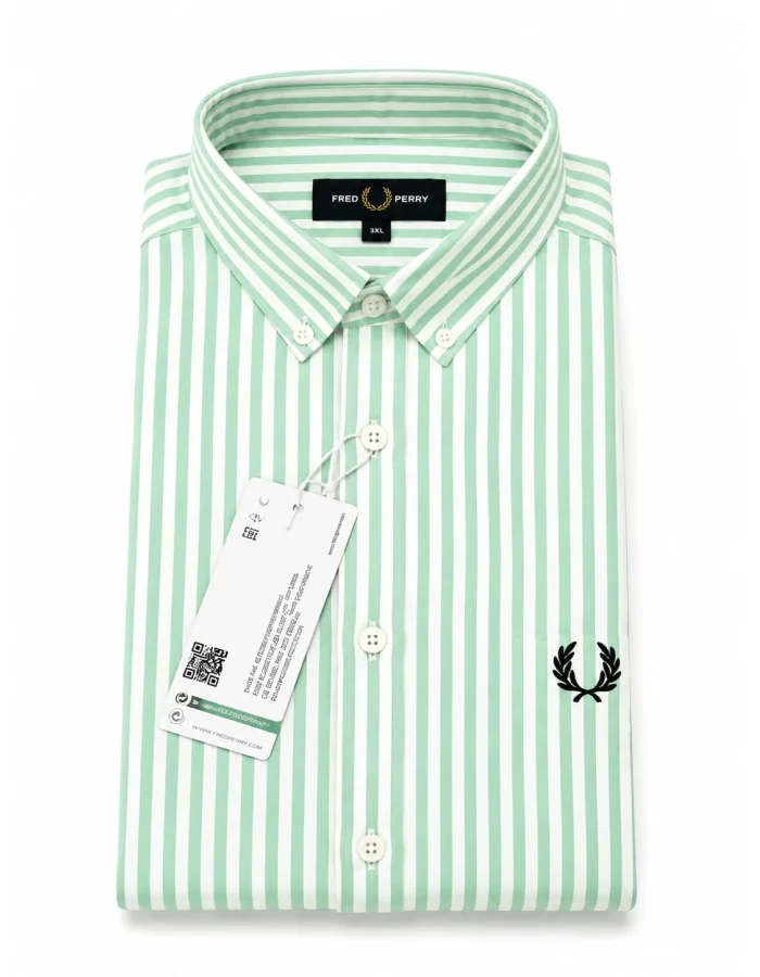 Fred Perry Striped Oxford Shirt – Light Green / White