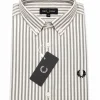 Fred Perry Striped Oxford Shirt – Off-White / Grey