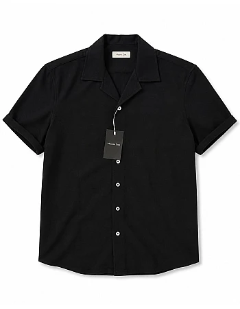 Massimo Dutti Short-Sleeve Shirt – Black